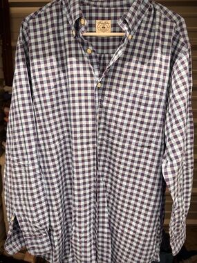 Brooks Brothers Purple and White Check Button-Down Shirt Size M